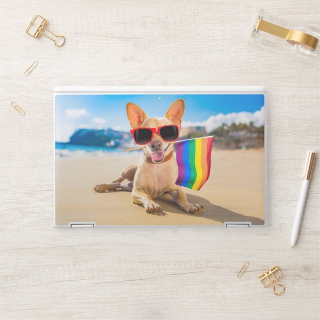 Chihuahua Dog  at the Beach HP Laptop Skin (Desk)
