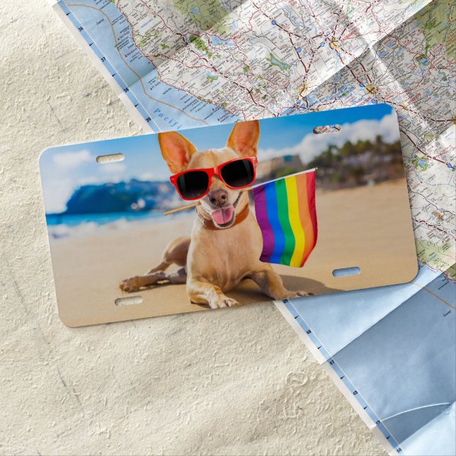 Chihuahua Dog  at the Beach License Plate (In Situ)