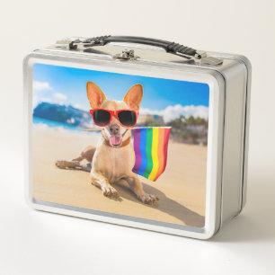 Chihuahua Dog at the Beach Metal Lunch Box