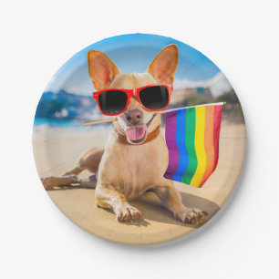 Chihuahua Dog at the Beach Paper Plates