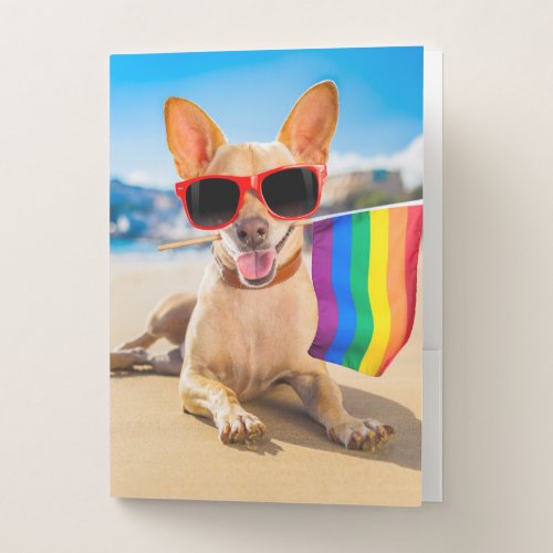 Chihuahua Dog  at the Beach Pocket Folder