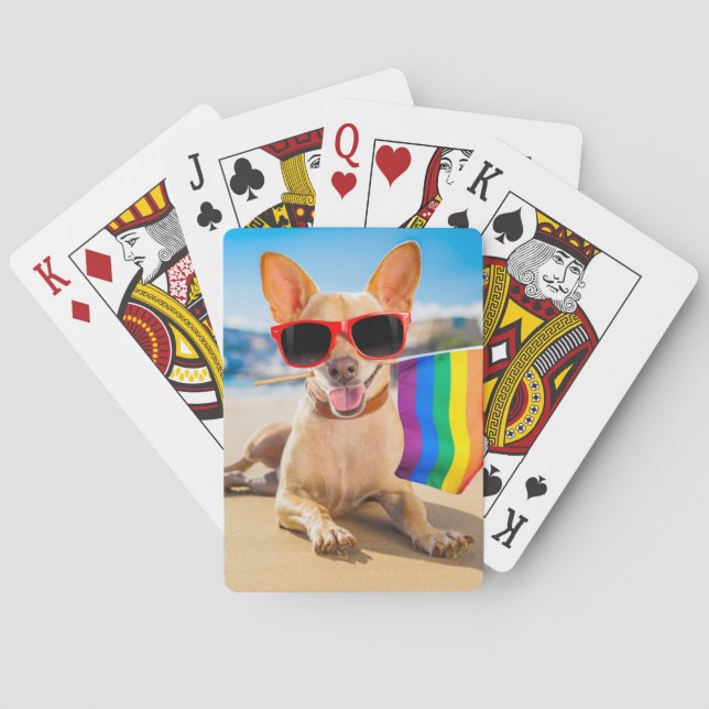 Chihuahua Dog  at the Beach Poker Cards (Back)