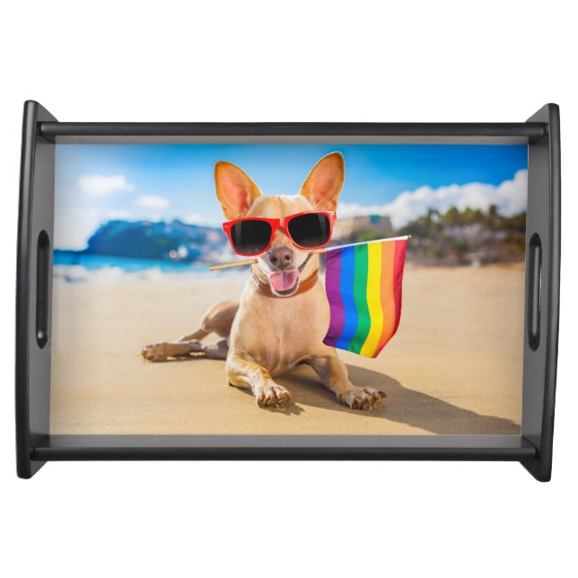 Chihuahua Dog  at the Beach Serving Tray (Front)