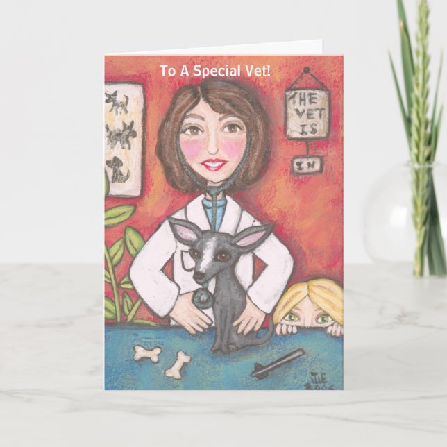 Chihuahua Dog At The Veterinarian Clinic, To A ... Thank You Card (Front)