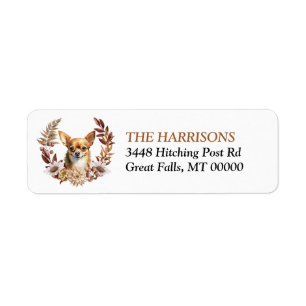 Chihuahua Dog Autumn Wreath Label