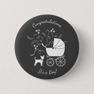Chihuahua Dog Baby Shower Gender Neutral Button