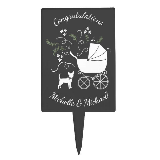 Chihuahua Dog Baby Shower Gender Neutral Cake Topper (Front)