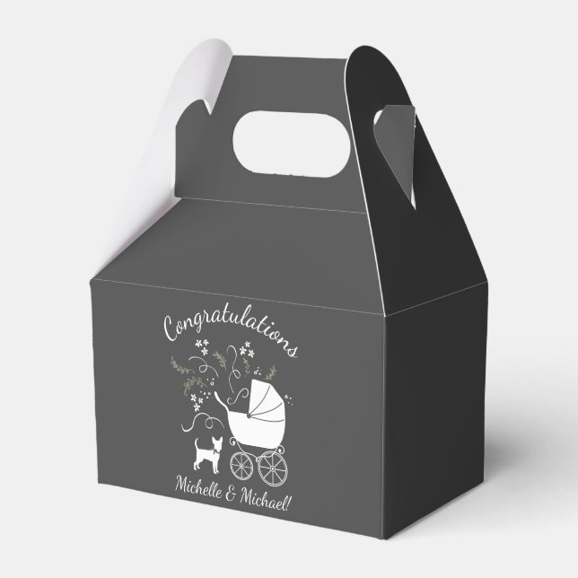 Chihuahua Dog Baby Shower Gender Neutral Favor Boxes (Front Side)
