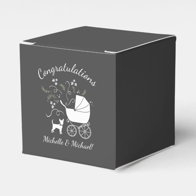 Chihuahua Dog Baby Shower Gender Neutral Favor Boxes (Front Side)