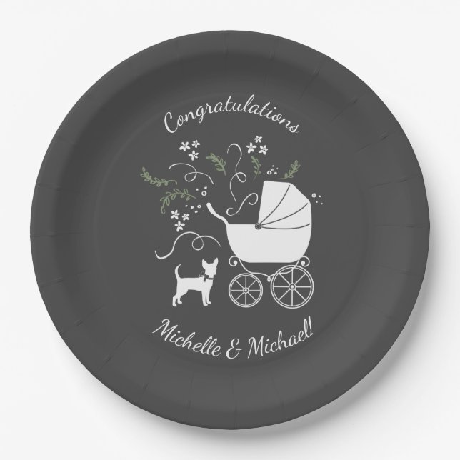 Chihuahua Dog Baby Shower Gender Neutral Paper Plates (Front)