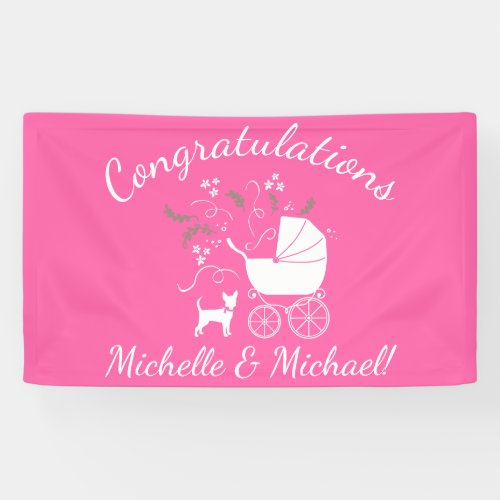 Chihuahua Dog Baby Shower Pink Girl Banner
