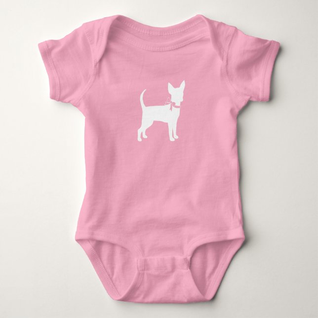 Chihuahua Dog Baby Shower Pink Girl Bodysuit (Front)