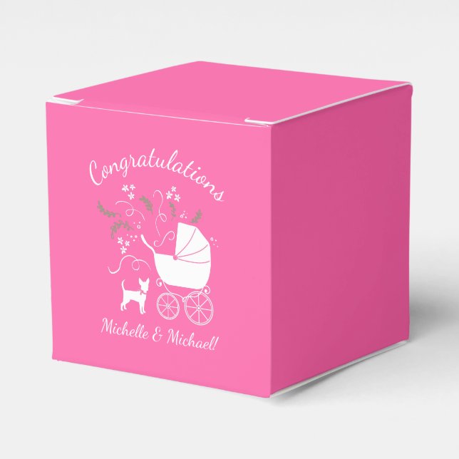Chihuahua Dog Baby Shower Pink Girl Favor Boxes (Front Side)