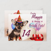 Chihuahua dog birthday party invitation (Front/Back)