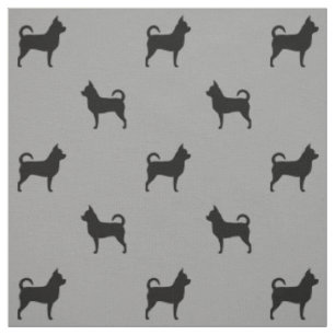 Chihuahua Dog Breed Silhouettes Grey and Black Fabric