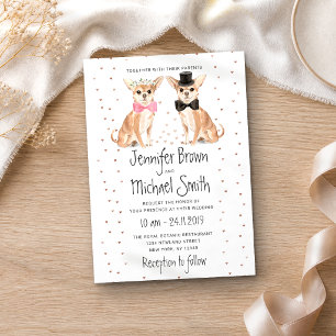 Chihuahua Dog Bride Groom Wedding Invitation