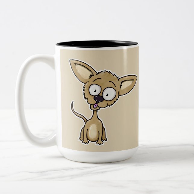 Chihuahua dog cartoon by tezatoons Two-Tone coffee mug (Left)