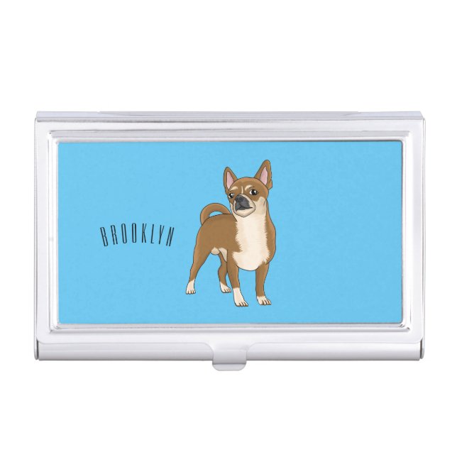 Chihuahua dog cartoon illustration business card case (Front)