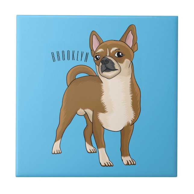 Chihuahua dog cartoon illustration  ceramic tile (Front)