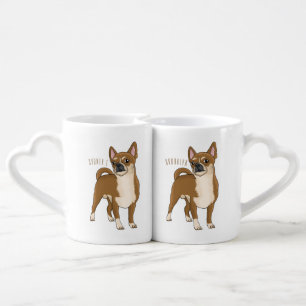 Chihuahua dog cartoon illustration coffee mug set