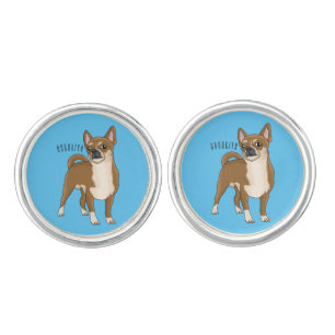 Chihuahua dog cartoon illustration cufflinks