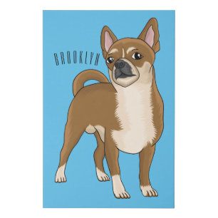 Chihuahua dog cartoon illustration faux canvas print