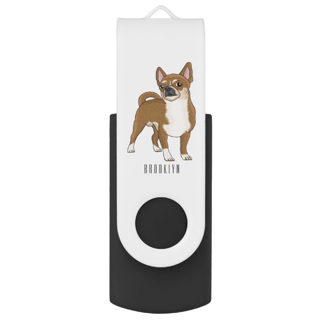 Chihuahua dog cartoon illustration  flash drive (Front Vertical)