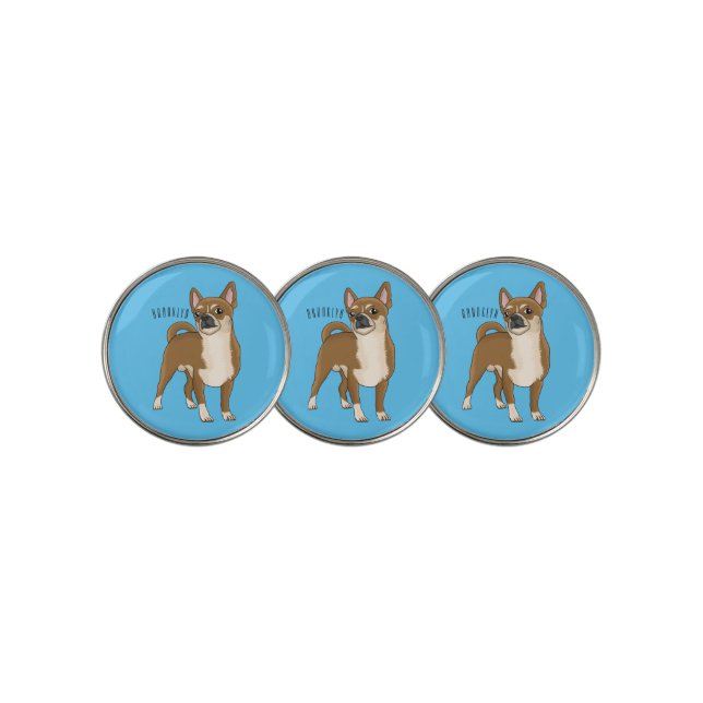 Chihuahua dog cartoon illustration golf ball marker (3 Up)