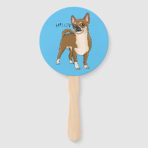 Chihuahua dog cartoon illustration  hand fan