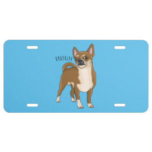 Chihuahua dog cartoon illustration  license plate