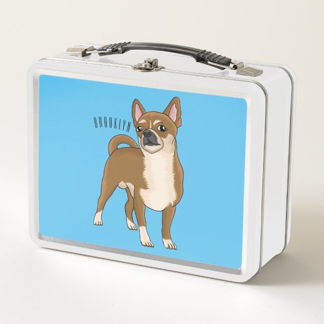 Chihuahua dog cartoon illustration metal lunch box (Front)