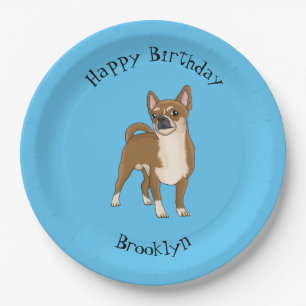 Chihuahua dog cartoon illustration paper plates