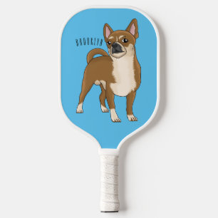 Chihuahua dog cartoon illustration  pickleball paddle