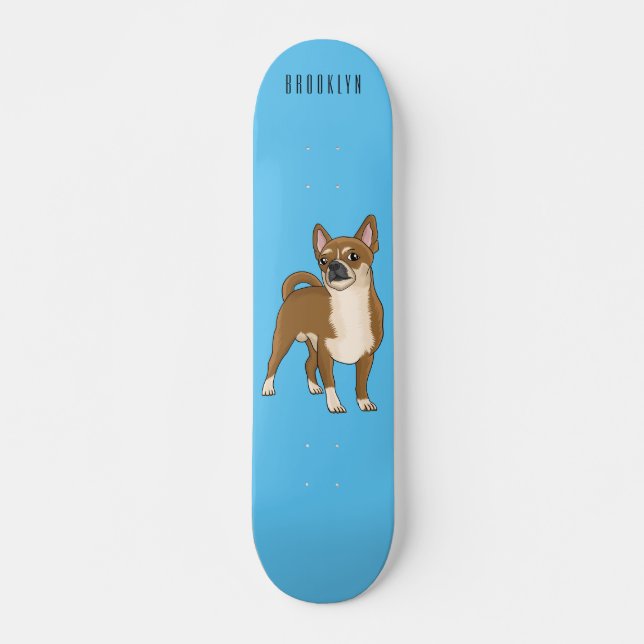 Chihuahua dog cartoon illustration  skateboard (Front)