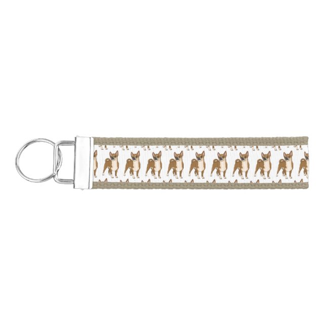 Chihuahua dog cartoon illustration  wrist keychain (Keys on Left)