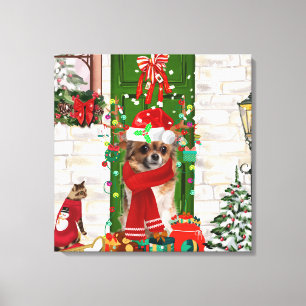 Chihuahua Dog Christmas Canvas Print