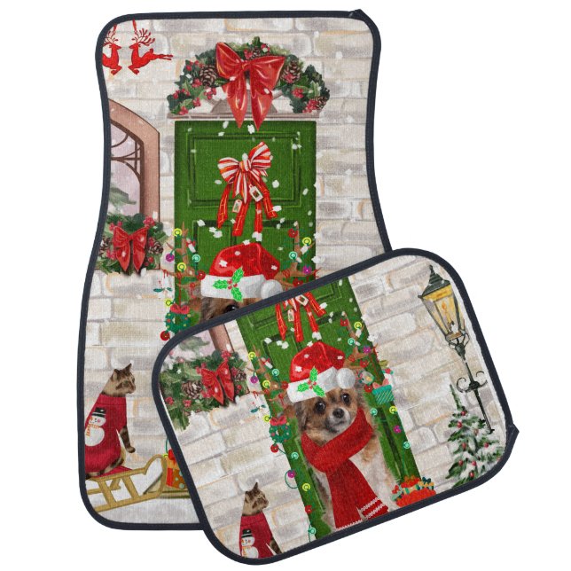 Chihuahua Dog Christmas  Car Floor Mat (Set)
