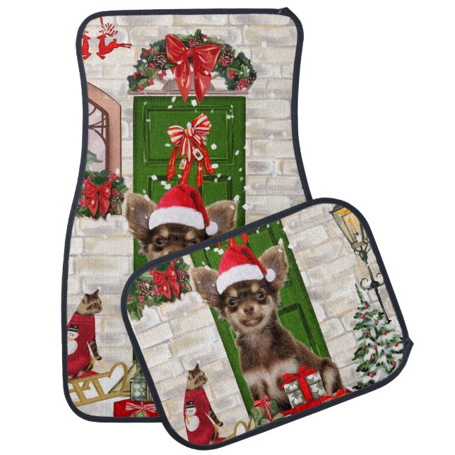 Chihuahua Dog Christmas Car Floor Mat (Set)