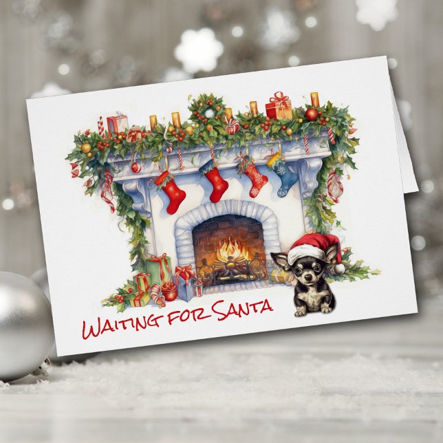 Chihuahua Dog Christmas Fireplace Wait for Santa (Creator Uploaded)