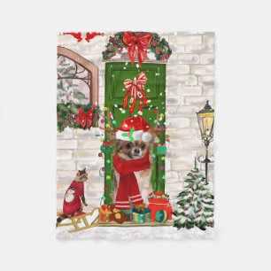 Chihuahua Dog Christmas Fleece Blanket