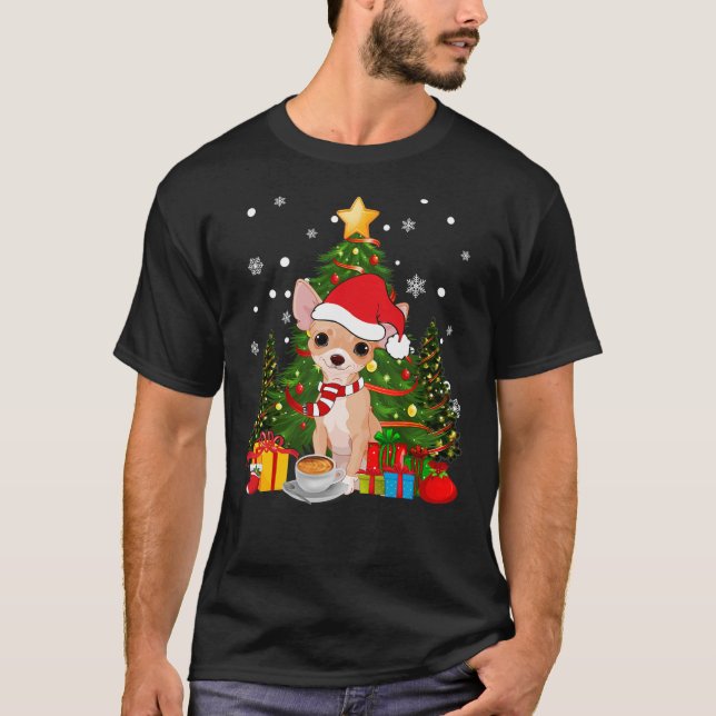 Chihuahua Dog Christmas Is Gift Coffee Light Tree  T-Shirt (Front)