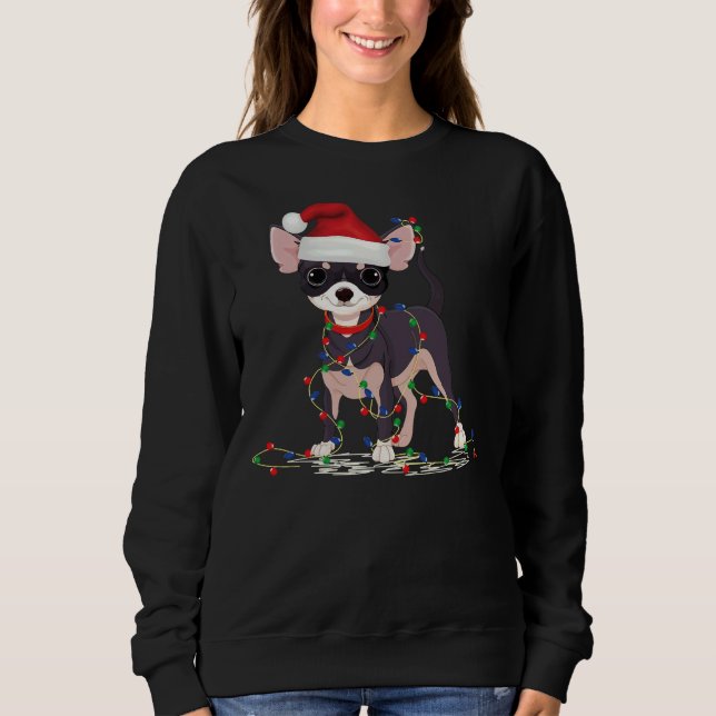 Chihuahua Dog Christmas Light Decor Xmas Pajamas Sweatshirt (Front)