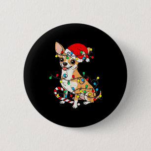 Chihuahua Dog Christmas Lights Santa Xmas Pet Dog Button