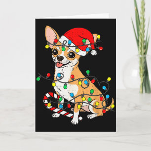 Chihuahua Dog Christmas Lights Santa Xmas Pet Dog Card