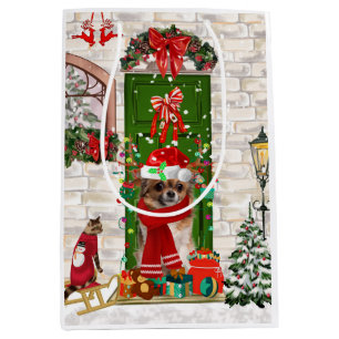 Chihuahua Dog Christmas Medium Gift Bag