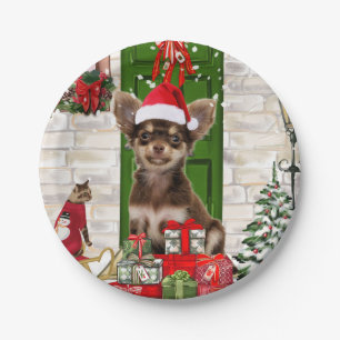 Chihuahua Dog Christmas Paper Plates