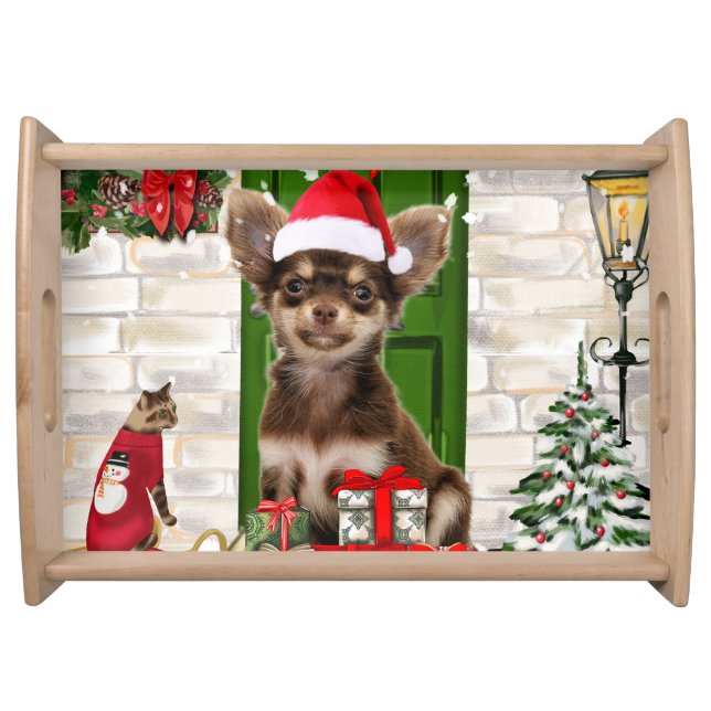 Chihuahua Dog Christmas  Serving Tray (Front)