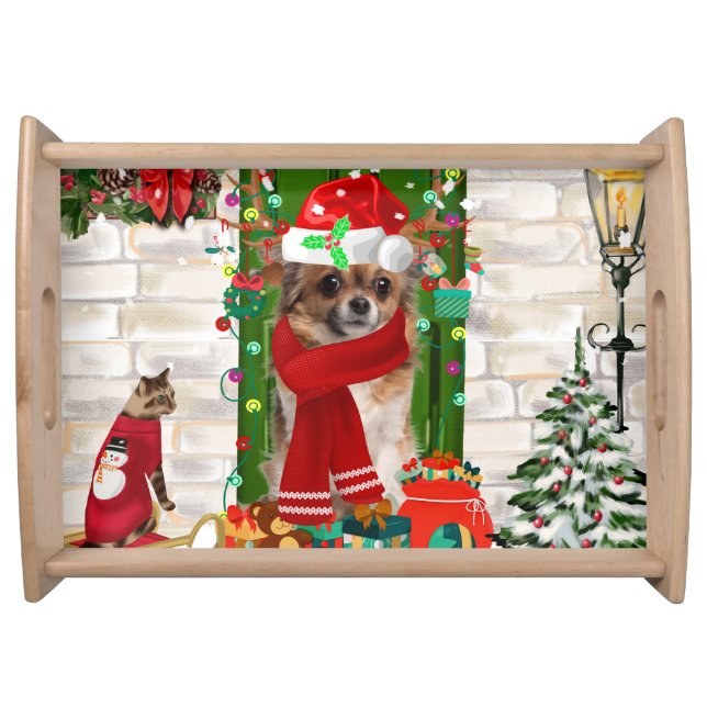 Chihuahua Dog Christmas  Serving Tray (Front)