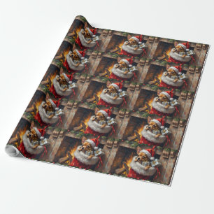 Chihuahua Dog Christmas Stocking Surprise Art Wrapping Paper
