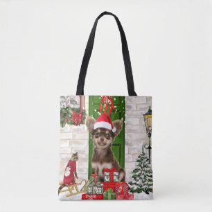 Chihuahua Dog Christmas Tote Bag